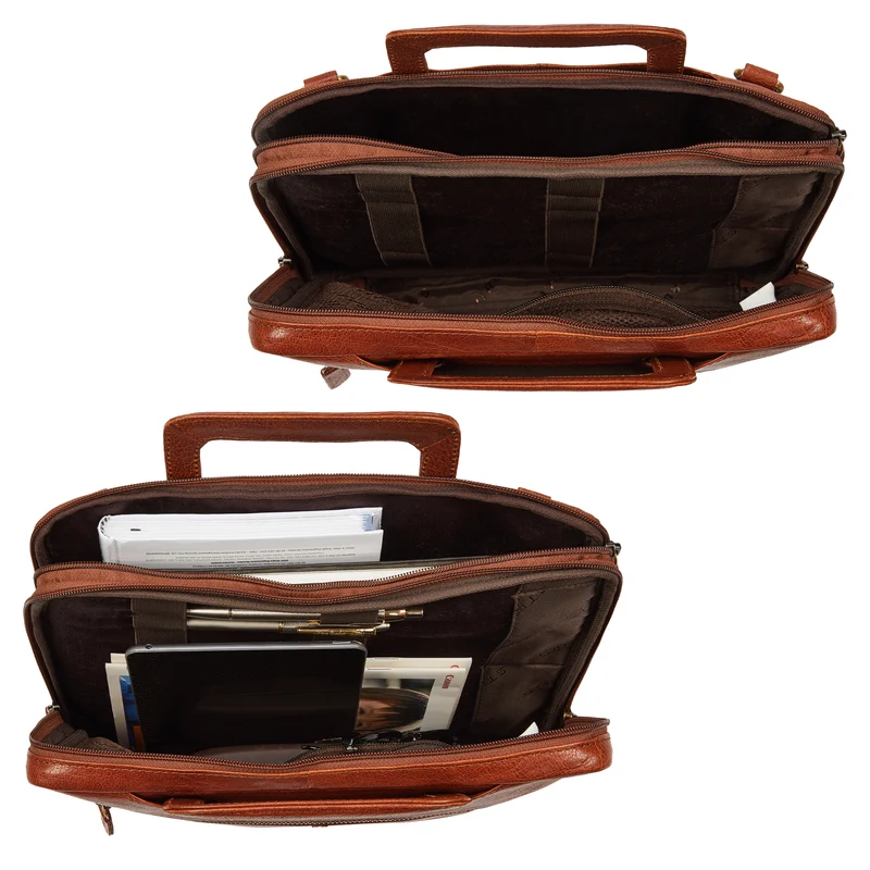 "Connell" Laptoptasche 13 Zoll A4 Leder schmal für Damen und Herren