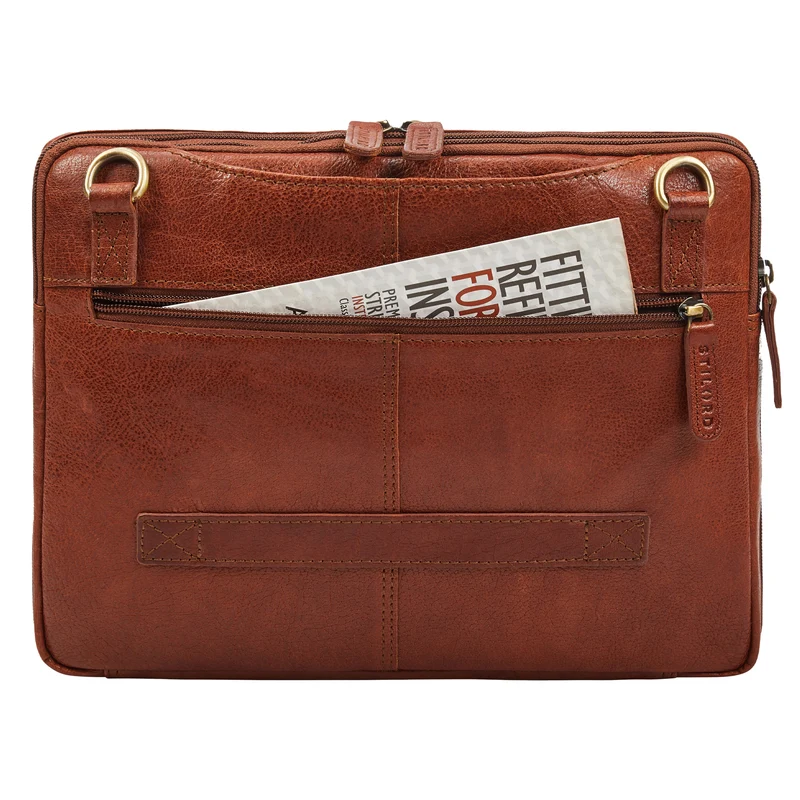 "Connell" Laptoptasche 13 Zoll A4 Leder schmal für Damen und Herren
