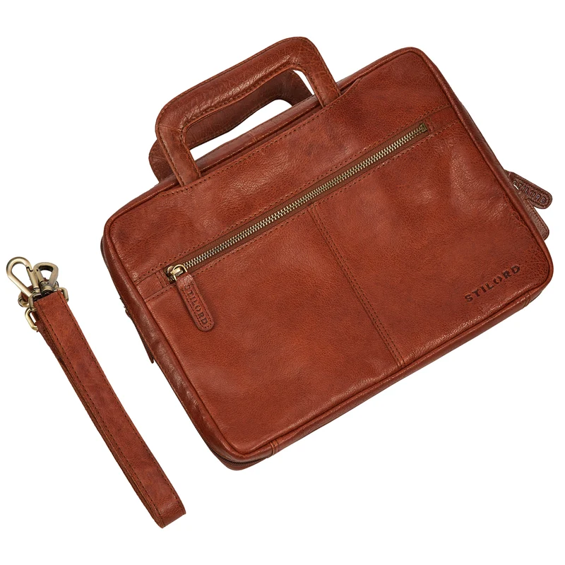 "Connell" Laptoptasche 13 Zoll A4 Leder schmal für Damen und Herren