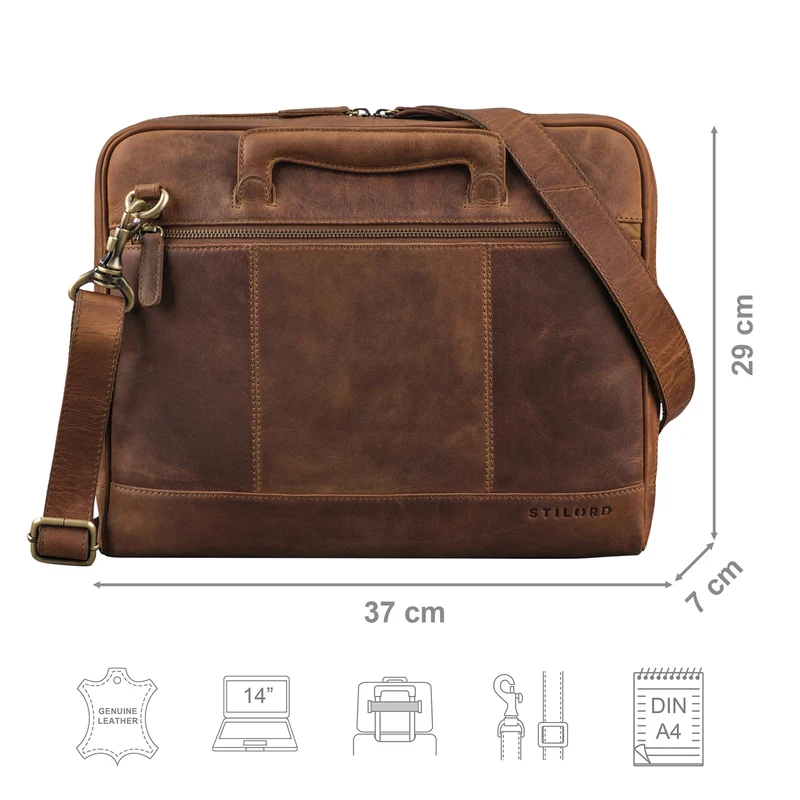 "Tristan" Laptop Umhängetasche Herren Leder
