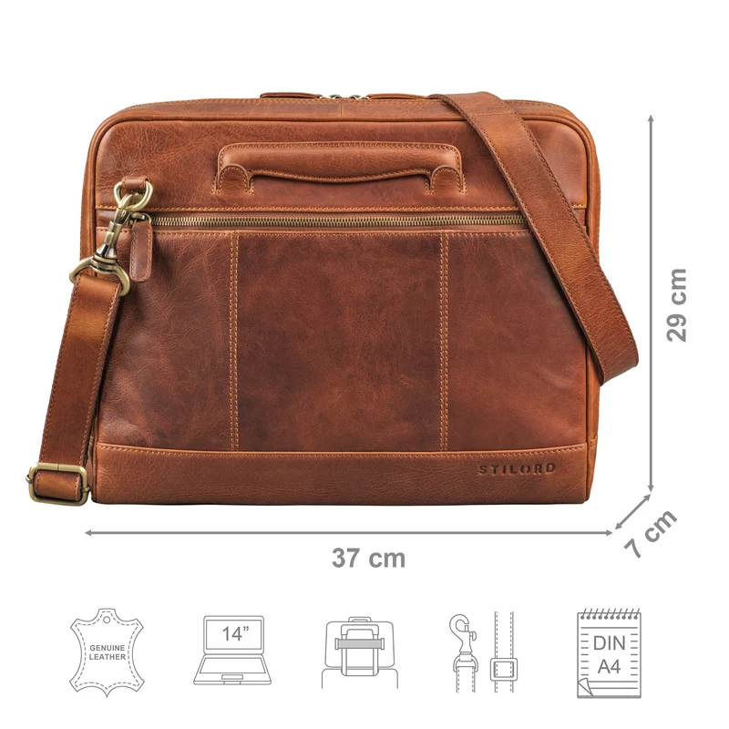 "Tristan" Laptop Umhängetasche Herren Leder