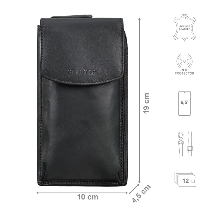 "Jule" Leder Handytasche Geldbeutel mit Handyfach RFID Schutz Damen