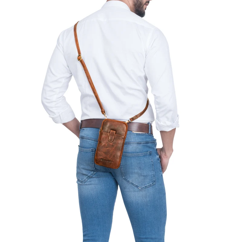"Amara" Brusttasche mit Handy-Fach aus Echt Leder für Damen und Herren