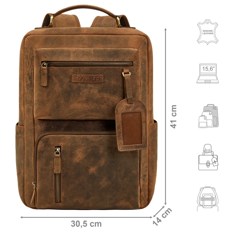 "Alejandro" moderner Business Lederrucksack 15.6 Zoll für Herren