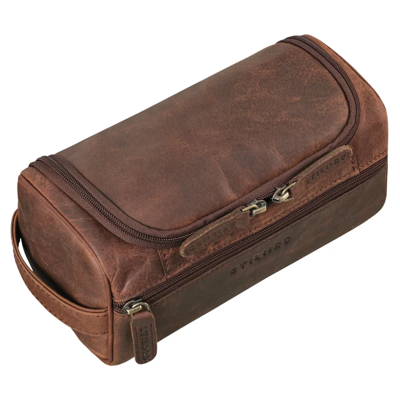 "Rowan" Vintage Leder Kulturbeutel zum Aufhängen