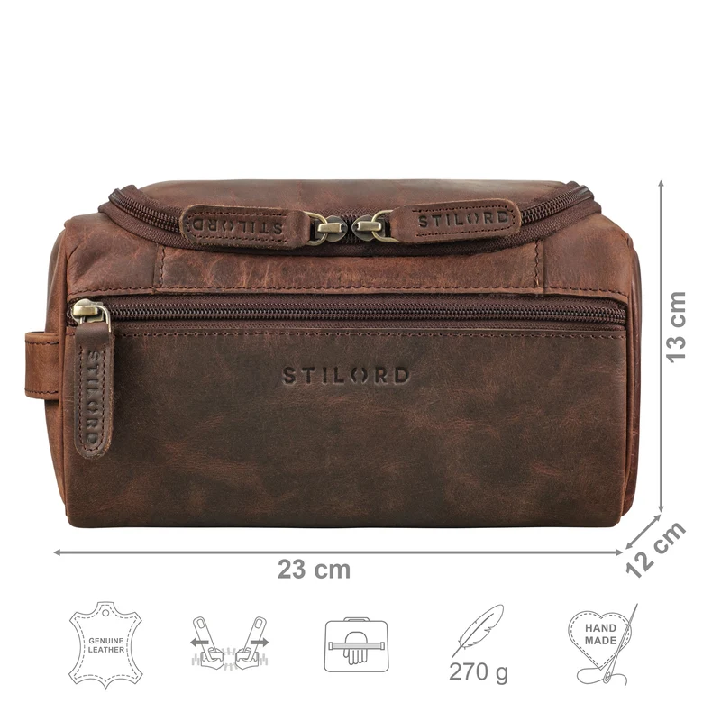 "Rowan" Vintage Leder Kulturbeutel zum Aufhängen