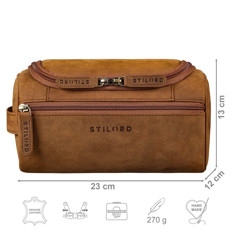 "Rowan" Vintage Leder Kulturbeutel zum Aufhängen