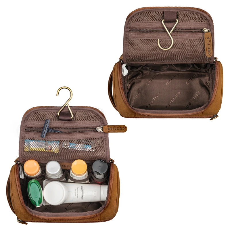 "Rowan" Vintage Leder Kulturbeutel zum Aufhängen