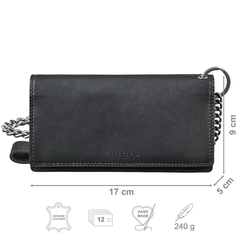 "Leonidas" Leder Portemonnaie Herren mit Kette RFID