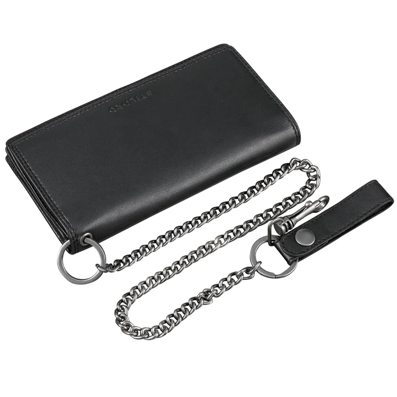 "Leonidas" Leder Portemonnaie Herren mit Kette RFID