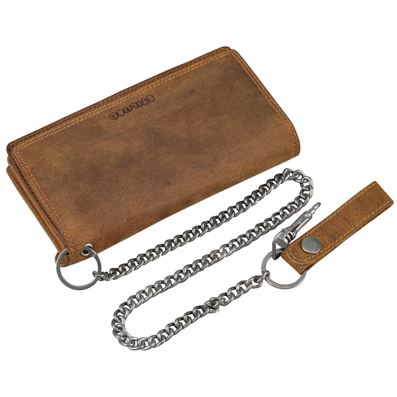 "Leonidas" Leder Portemonnaie Herren mit Kette RFID