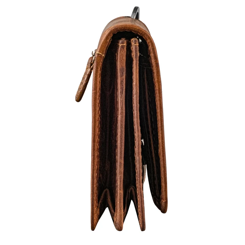 "Leonidas" Leder Portemonnaie Herren mit Kette RFID