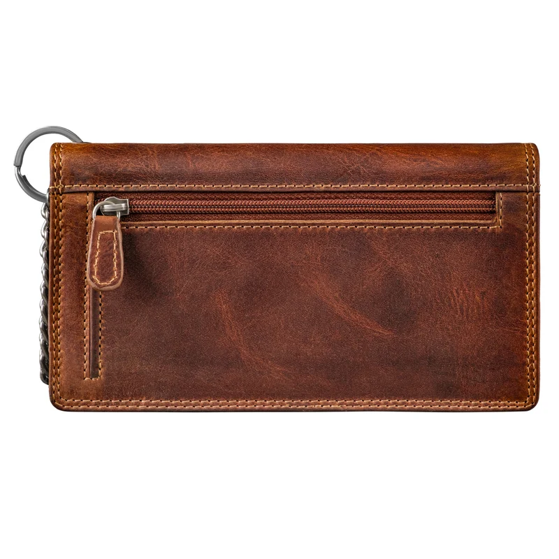 "Leonidas" Leder Portemonnaie Herren mit Kette RFID
