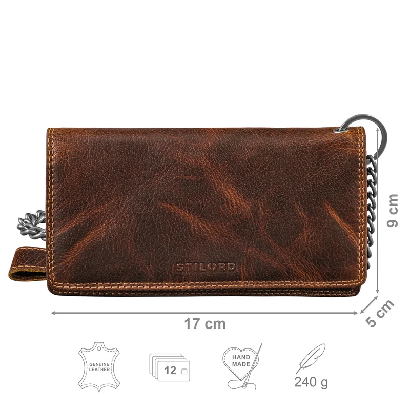 "Leonidas" Leder Portemonnaie Herren mit Kette RFID