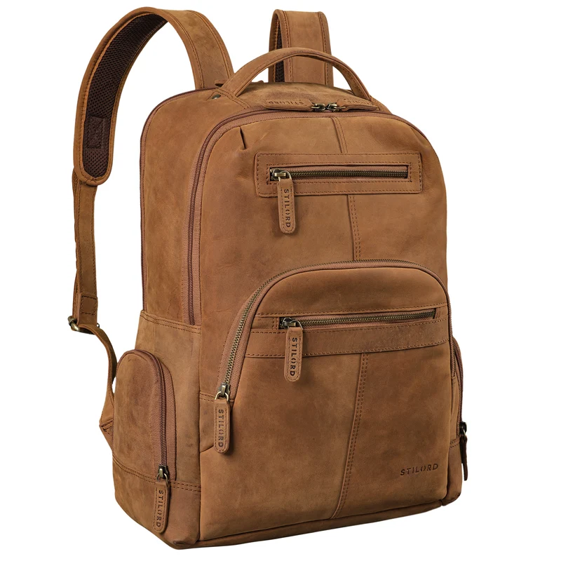"Riccardo" Robuster Leder Laptoprucksack 18 Zoll für Herren & Damen