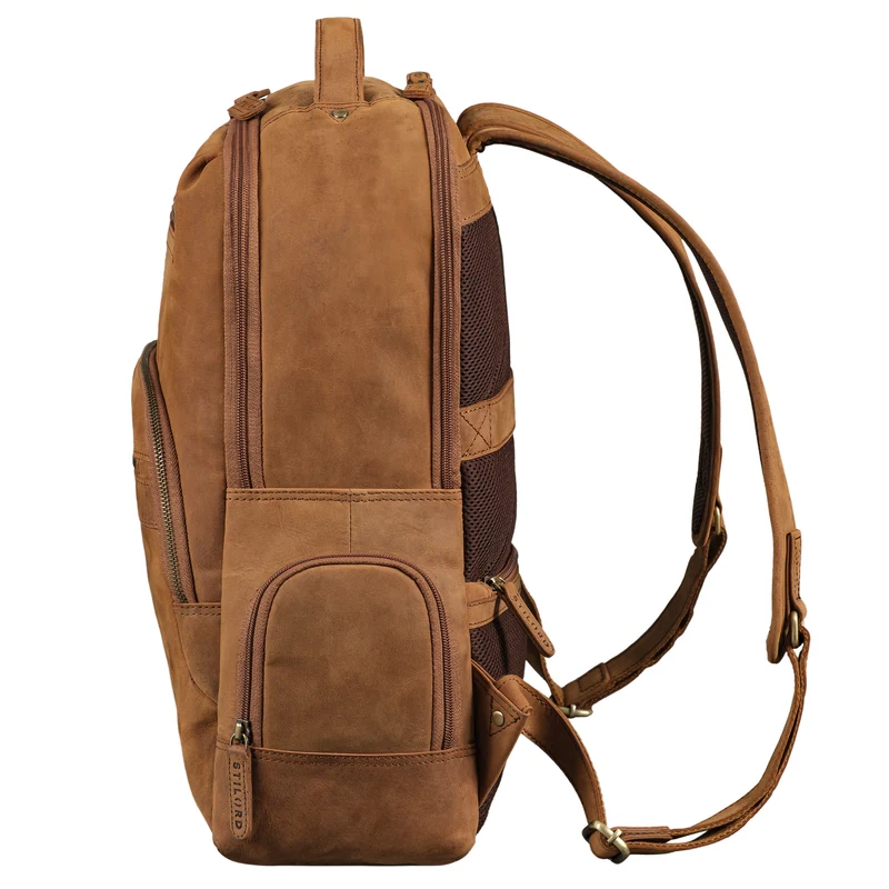 "Riccardo" Robuster Leder Laptoprucksack 18 Zoll für Herren & Damen