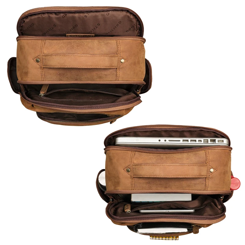 "Riccardo" Robuster Leder Laptoprucksack 18 Zoll für Herren & Damen