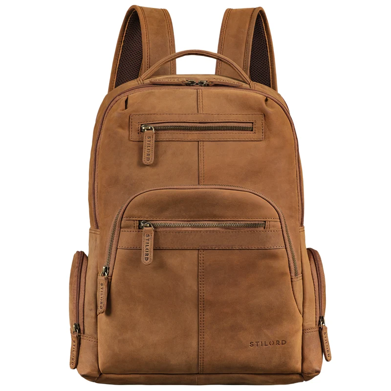 "Riccardo" Robuster Leder Laptoprucksack 18 Zoll für Herren & Damen