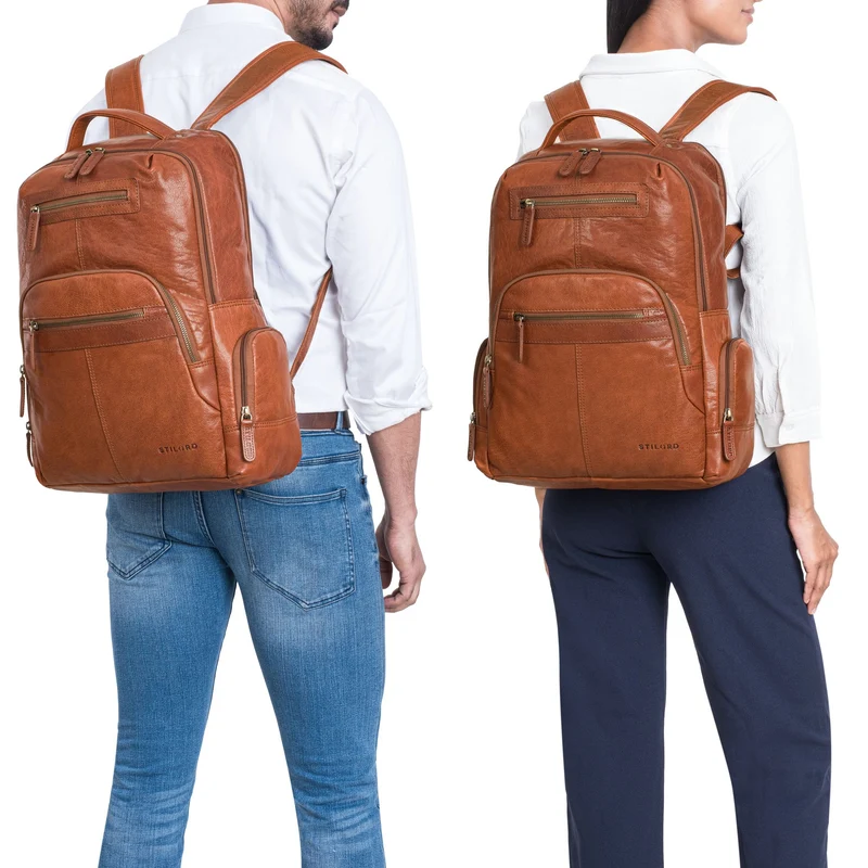 "Riccardo" Robuster Leder Laptoprucksack 18 Zoll für Herren & Damen