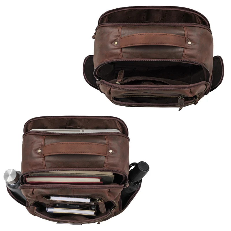 "Riccardo" Robuster Leder Laptoprucksack 18 Zoll für Herren & Damen