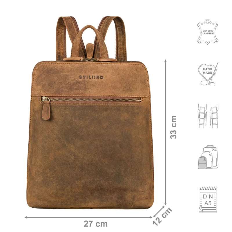 "Doris" Elegantes Lederrucksack Frauen Echt-Leder mittelgroß
