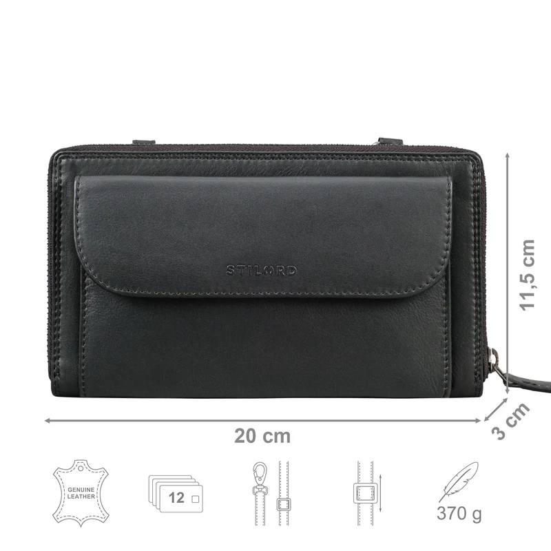 "Monica" 4 in 1 Leder Geldbörse mit Handyfach Schultertasche Damen