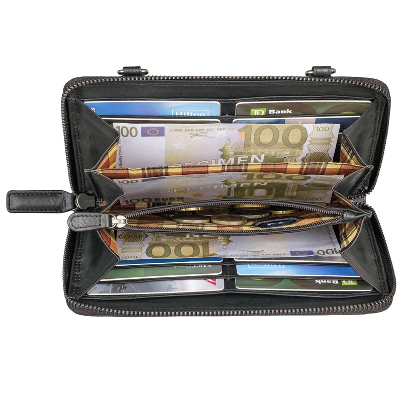 "Monica" 4 in 1 Leder Geldbörse mit Handyfach Schultertasche Damen