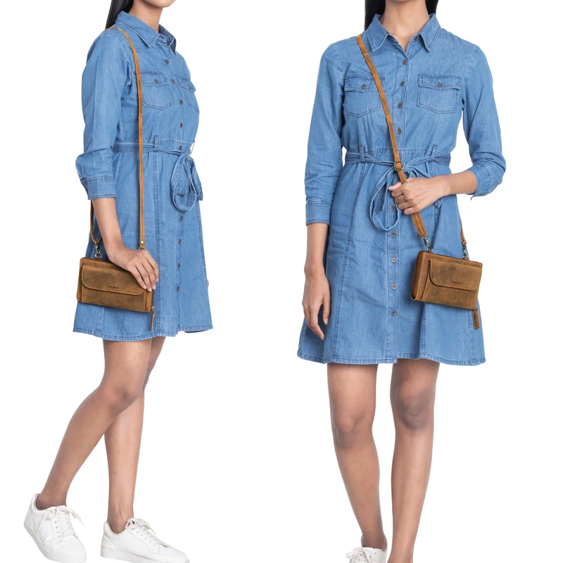 "Monica" 4 in 1 Leder Geldbörse mit Handyfach Schultertasche Damen