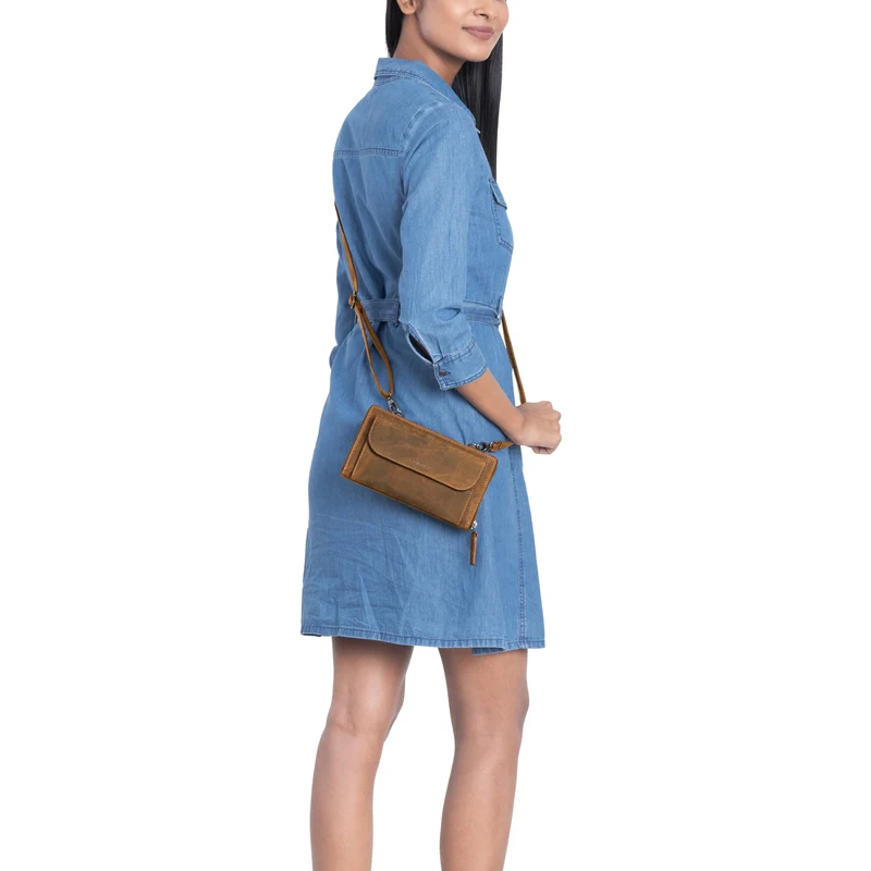 "Monica" 4 in 1 Leder Geldbörse mit Handyfach Schultertasche Damen