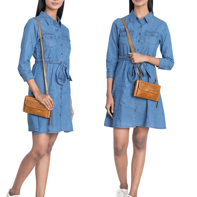 "Monica" 4 in 1 Leder Geldbörse mit Handyfach Schultertasche Damen