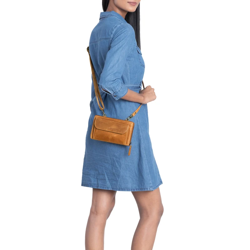 "Monica" 4 in 1 Leder Geldbörse mit Handyfach Schultertasche Damen