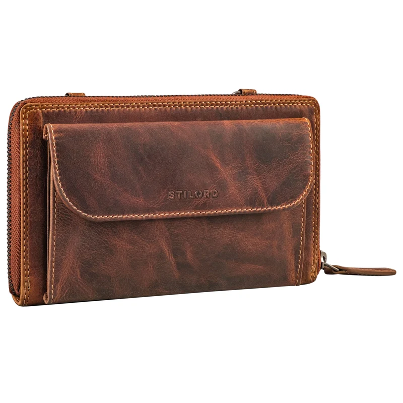 "Monica" 4 in 1 Leder Geldbörse mit Handyfach Schultertasche Damen