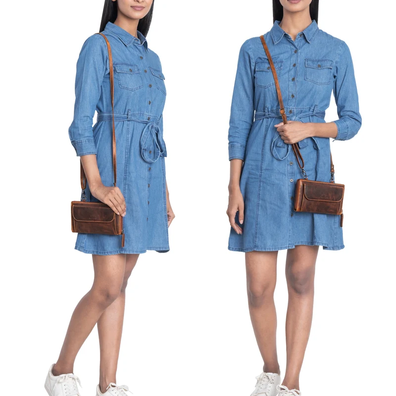 "Monica" 4 in 1 Leder Geldbörse mit Handyfach Schultertasche Damen