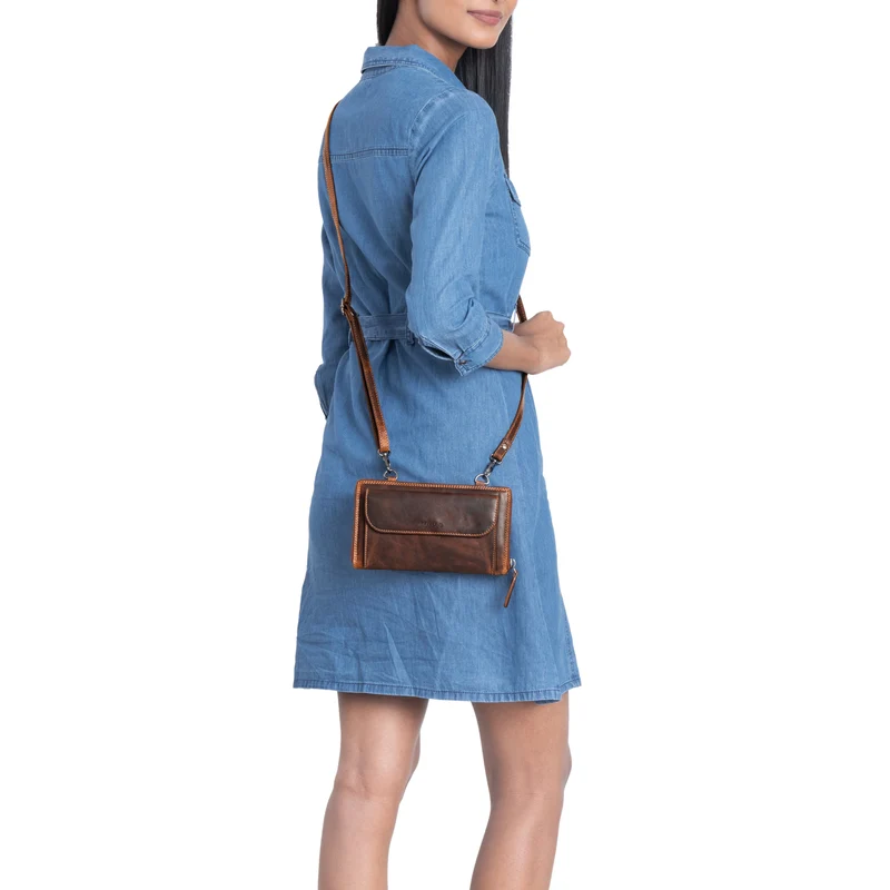 "Monica" 4 in 1 Leder Geldbörse mit Handyfach Schultertasche Damen