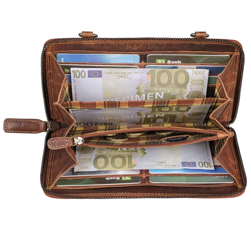 "Monica" 4 in 1 Leder Geldbörse mit Handyfach Schultertasche Damen
