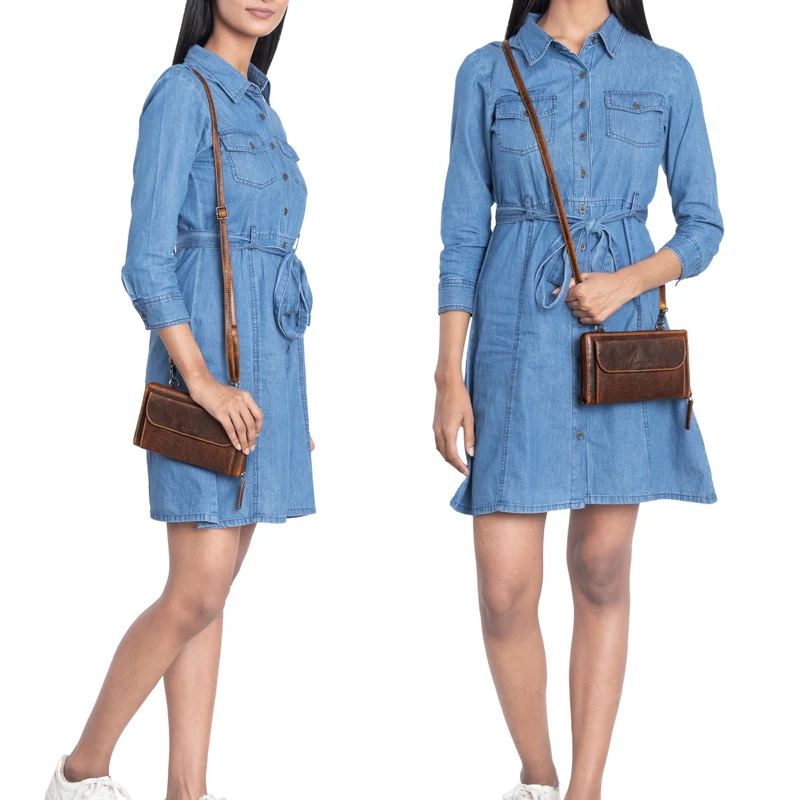 "Monica" 4 in 1 Leder Geldbörse mit Handyfach Schultertasche Damen