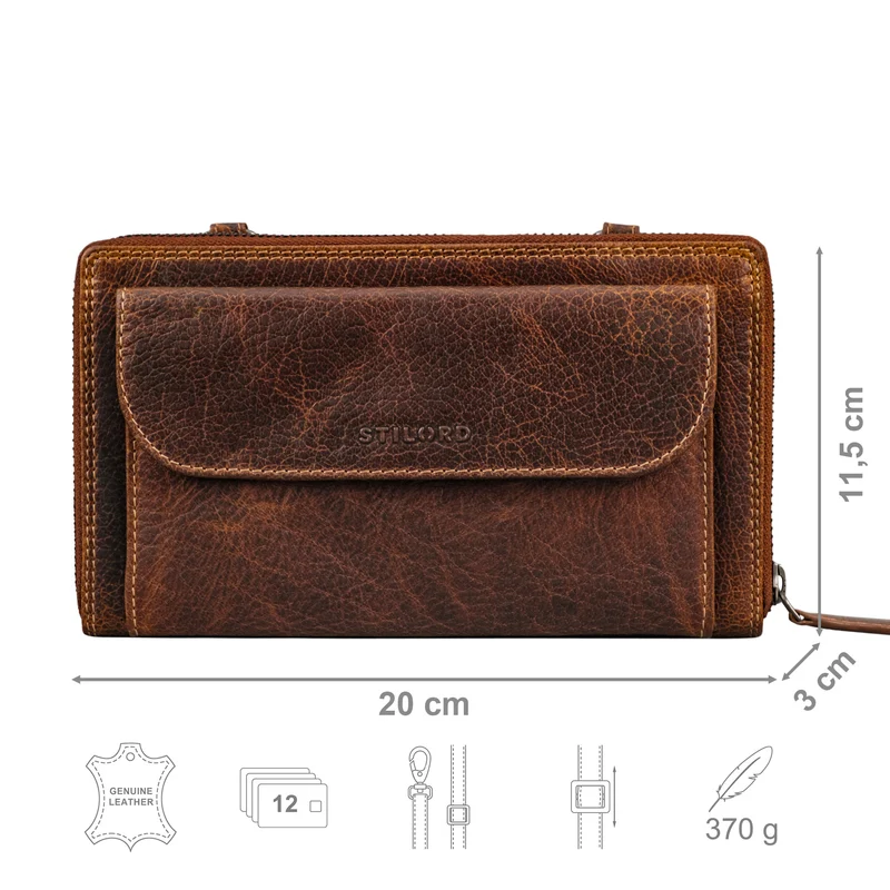 "Monica" 4 in 1 Leder Geldbörse mit Handyfach Schultertasche Damen