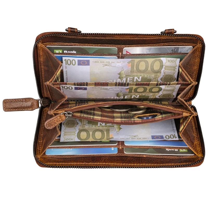 "Monica" 4 in 1 Leder Geldbörse mit Handyfach Schultertasche Damen