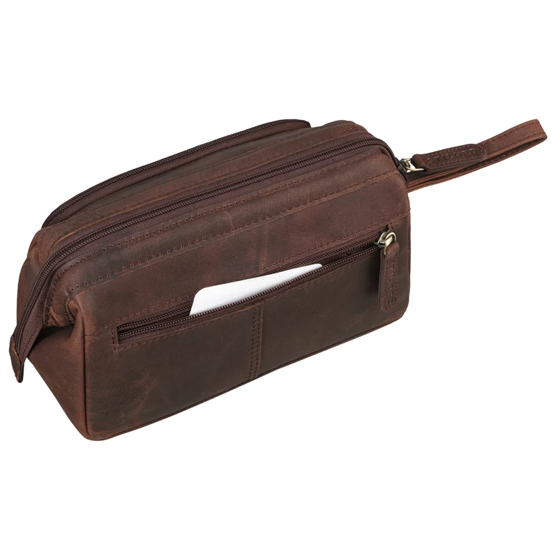 "Henry" Kosmetiktasche und Kulturbeutel aus Leder