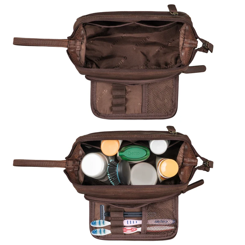"Henry" Kosmetiktasche und Kulturbeutel aus Leder