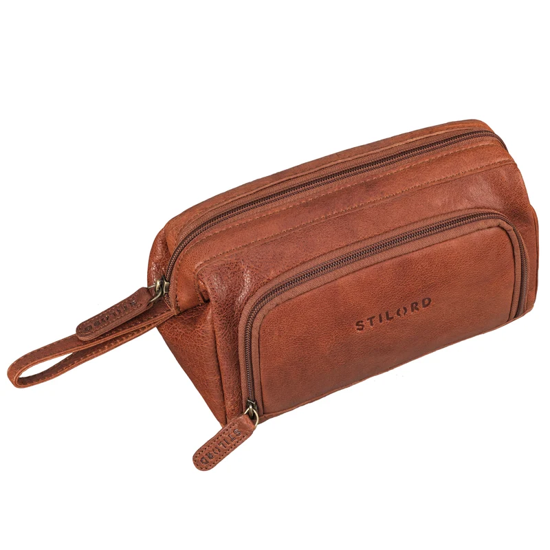"Henry" Kosmetiktasche und Kulturbeutel aus Leder