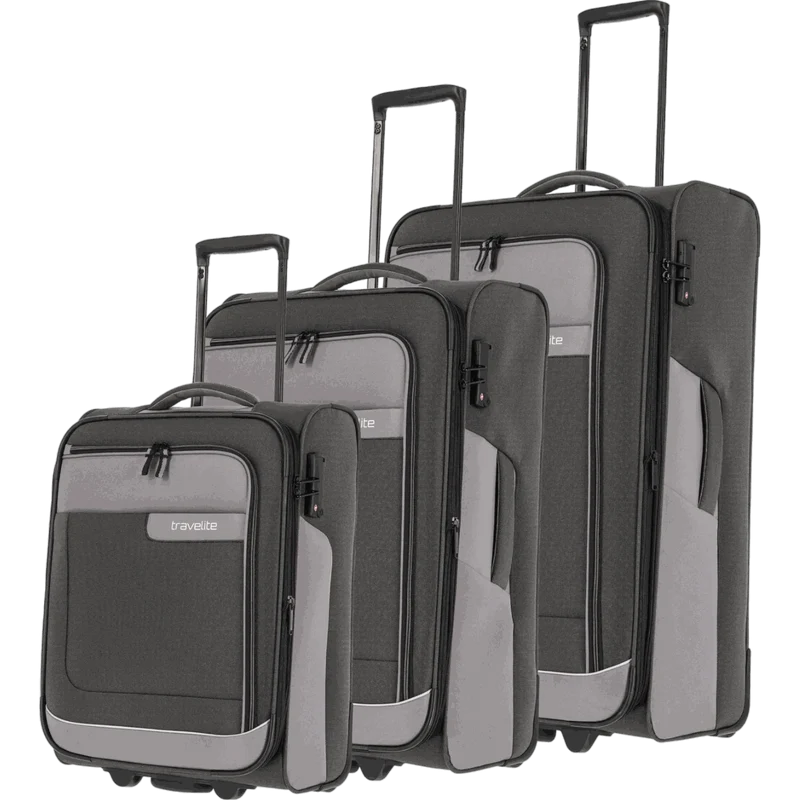 Travelite Viia 2-Rollen Kofferset 3tlg, L/M/S -Schiefer