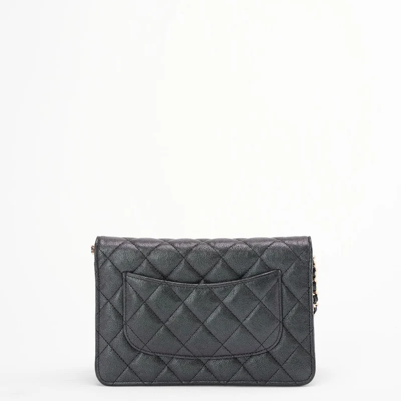 Chanel Black Caviar Wallet an der Kette (WOC) Goldbeschläge