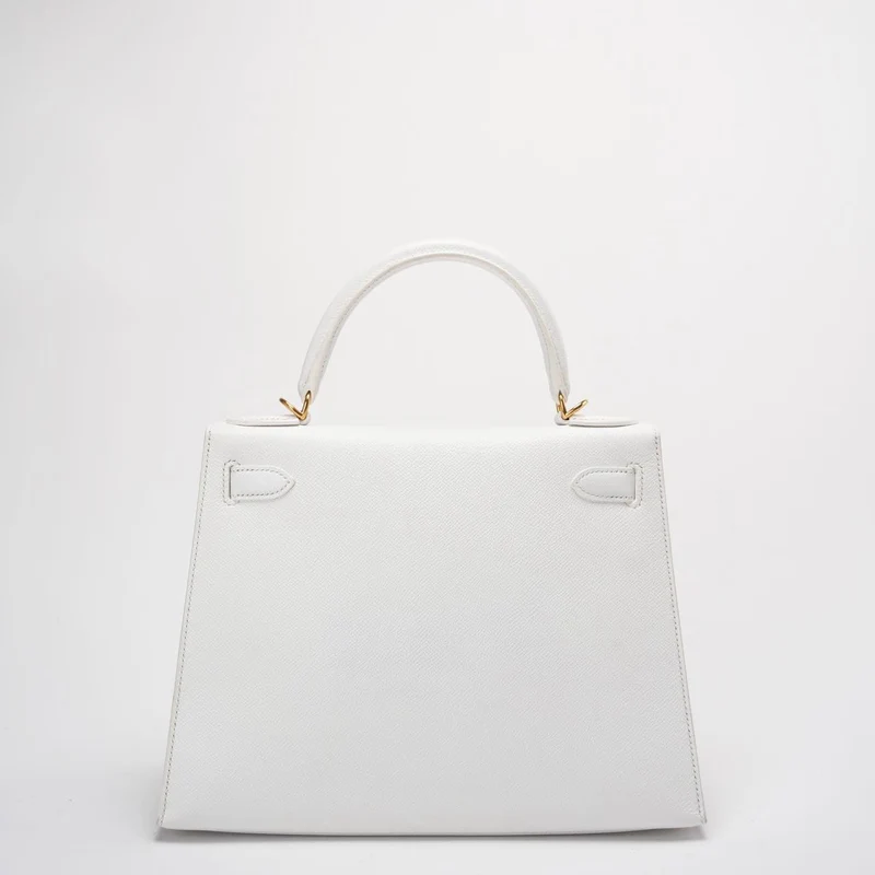 Hermes Kelly 28cm Sellier Weiß Epsom Leder Gold Hardware Top Handle Bag 2015