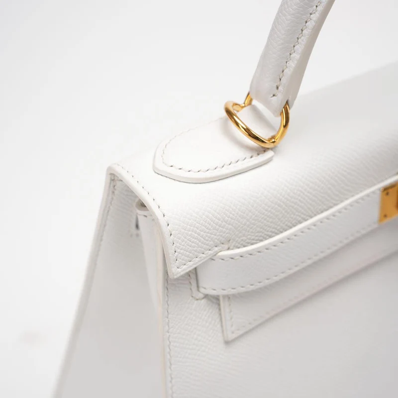 Hermes Kelly 28cm Sellier Weiß Epsom Leder Gold Hardware Top Handle Bag 2015