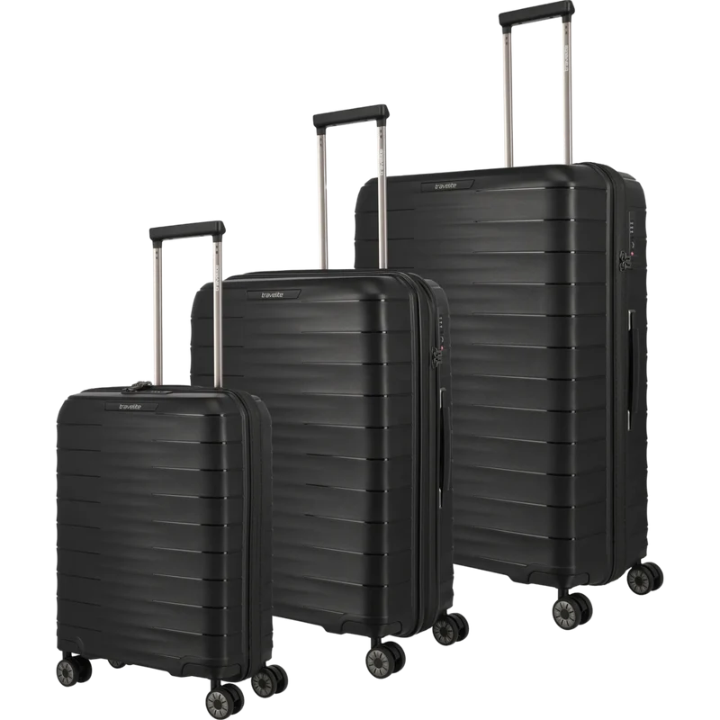 Travelite Mooby 4-Rollen-Kofferset 3tlg. L/M/S -Schwarz