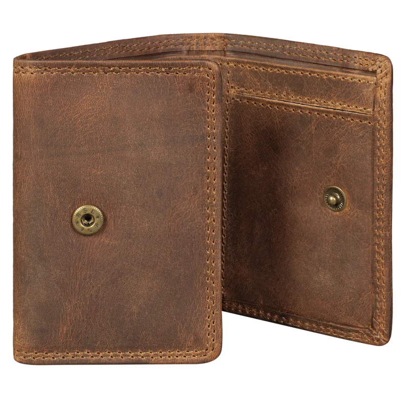 "Roy" Leder Mini Slim Wallet Herren mit Münzfach RFID Schutz Pop Up