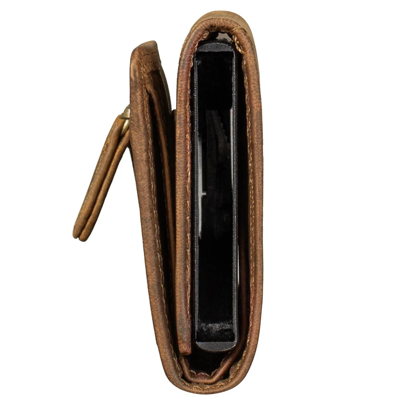 "Roy" Leder Mini Slim Wallet Herren mit Münzfach RFID Schutz Pop Up