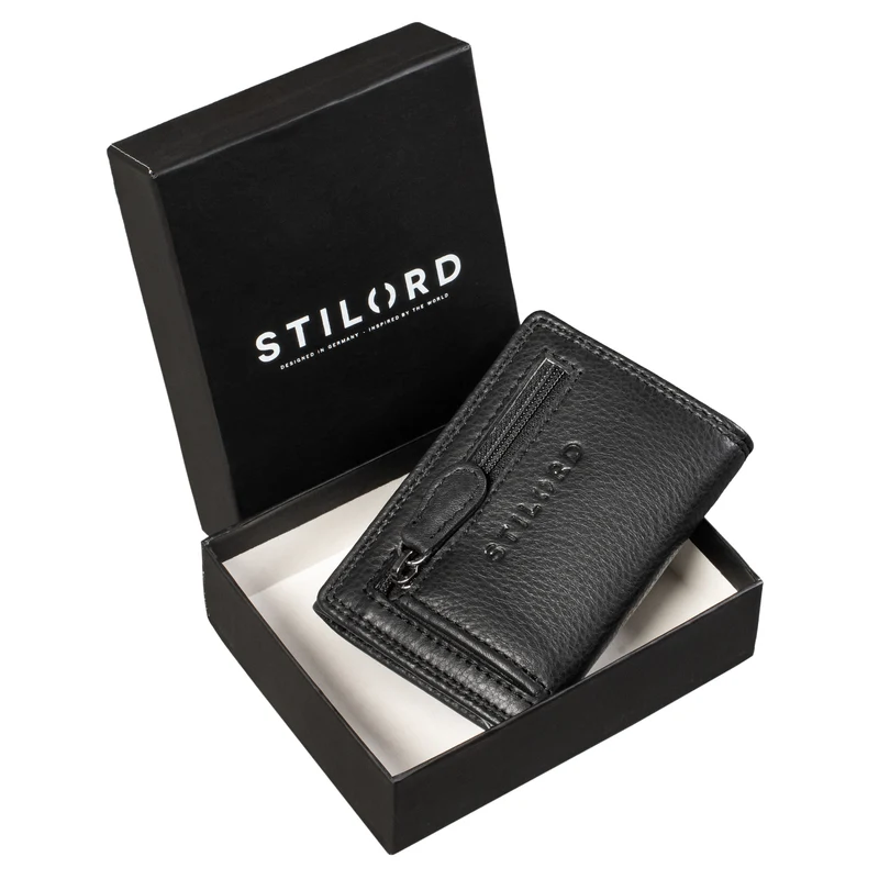"Roy" Leder Mini Slim Wallet Herren mit Münzfach RFID Schutz Pop Up