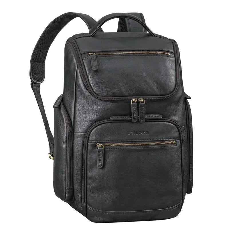 "Reggie" XL Leder Rucksack Herren mit 15 - 17 Zoll Laptop Fach Groß